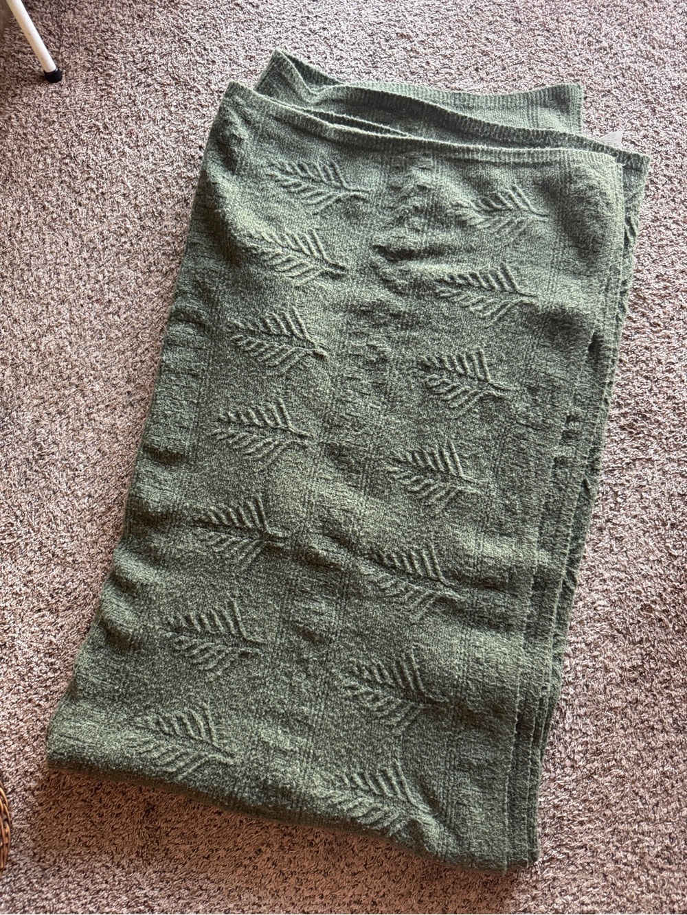 Pottery Barn Arden Tree Knit Blanket Loden Green 88”x96” - Picture 2 of 6